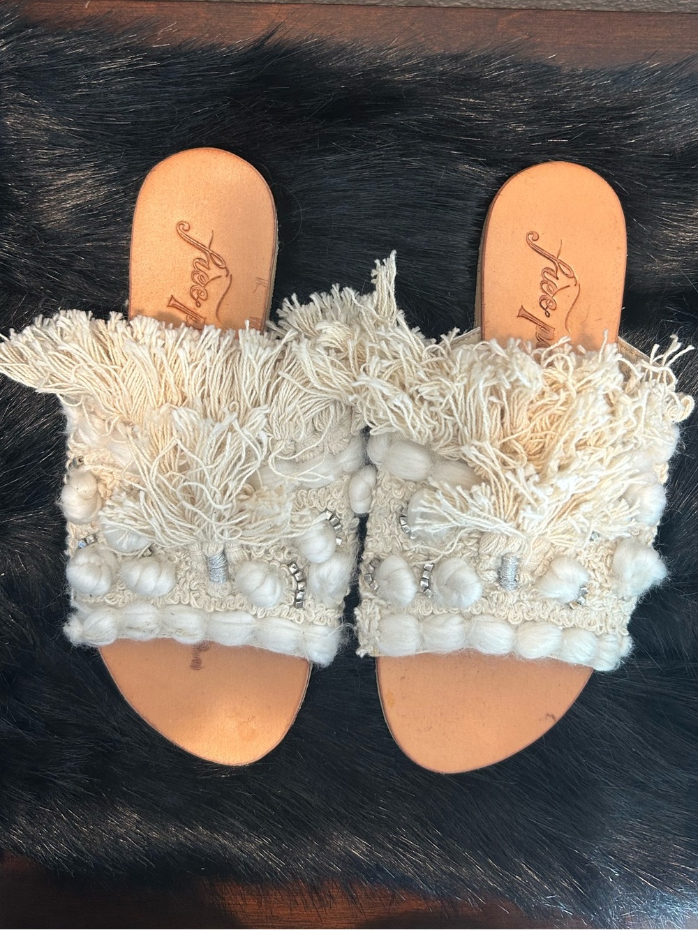 Free People Mars At Night Tasseled Slide Sandals